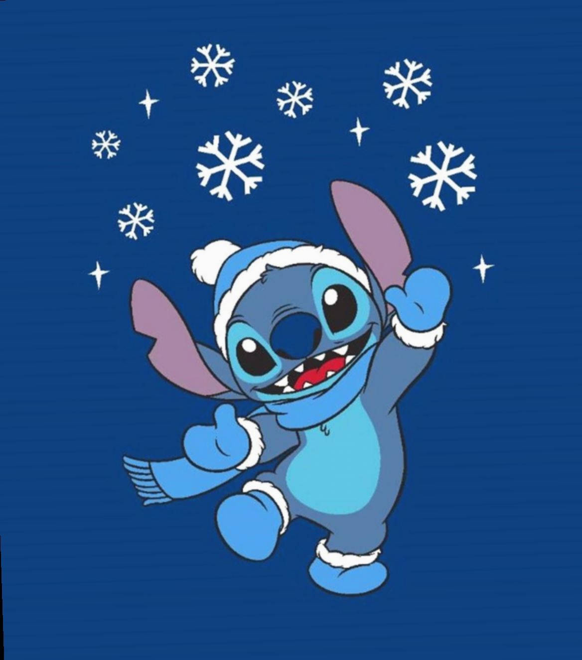 Happy Christmas Stitch In Dark Blue Wallpaper
