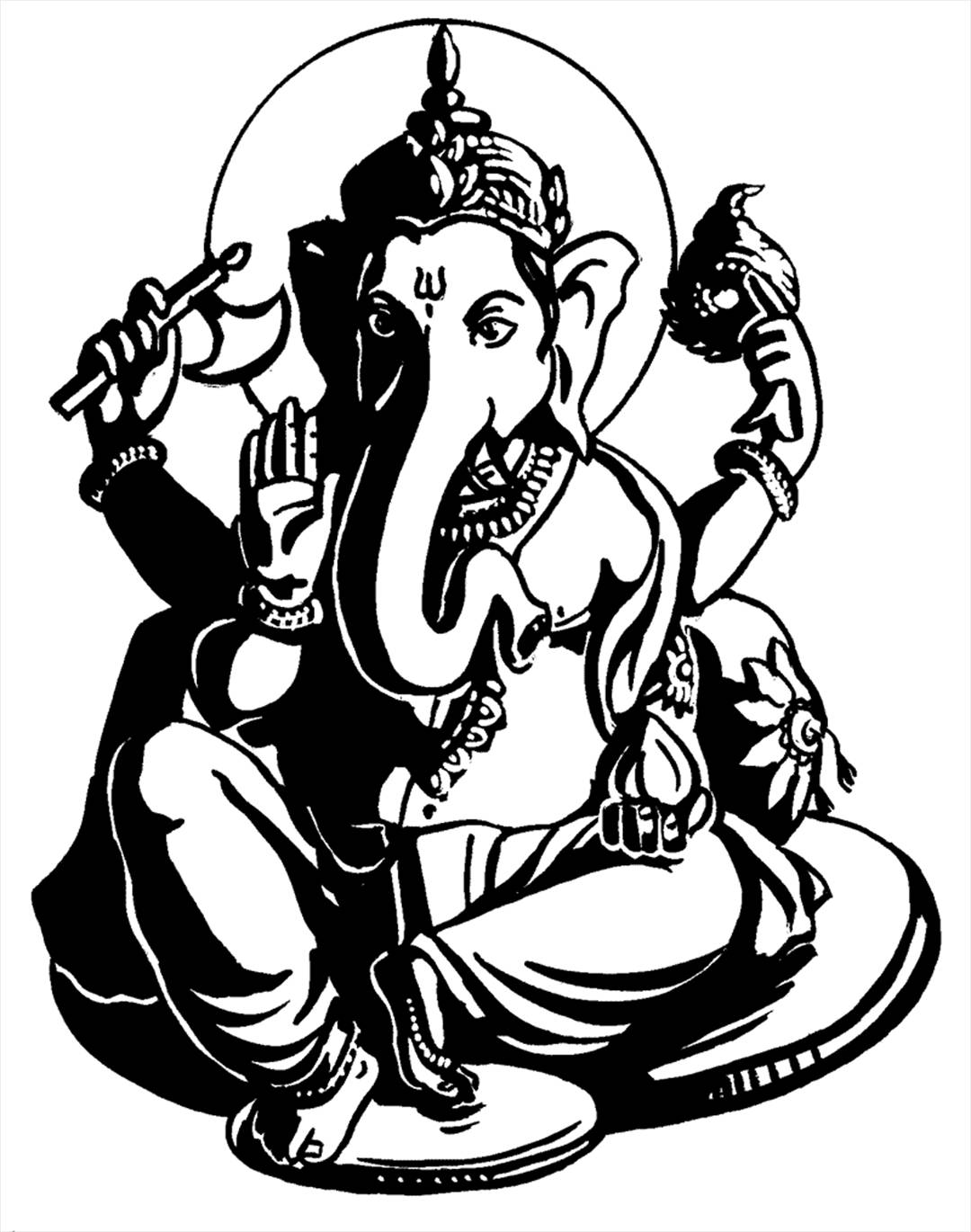 Happy Ganesh Black And White Wallpaper