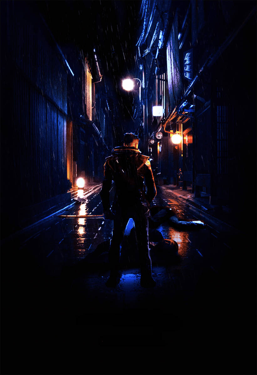 Hawkeye Dark Japanese Street Wallpaper