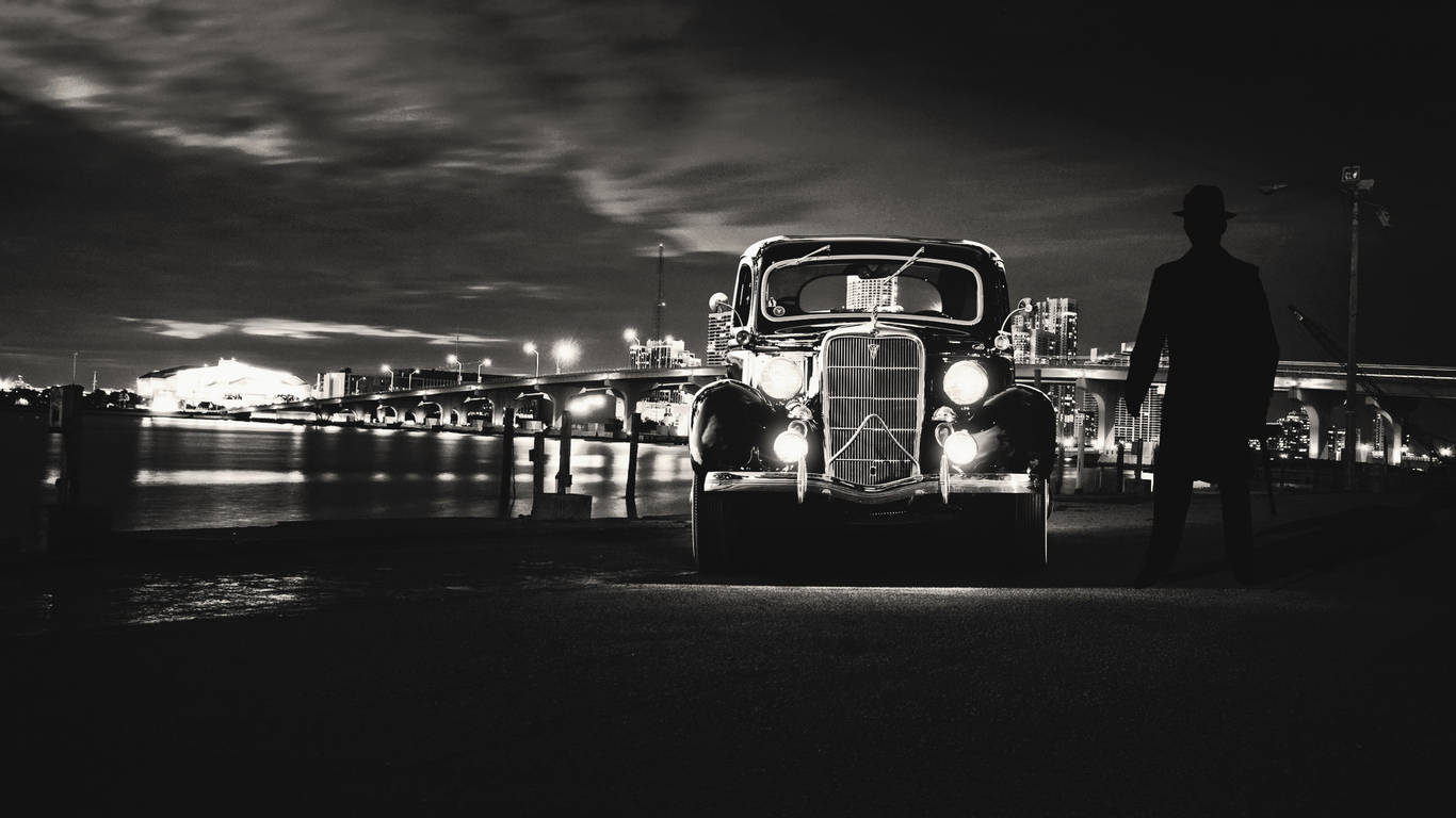 Hd Retro Car By River Side Wallpaper