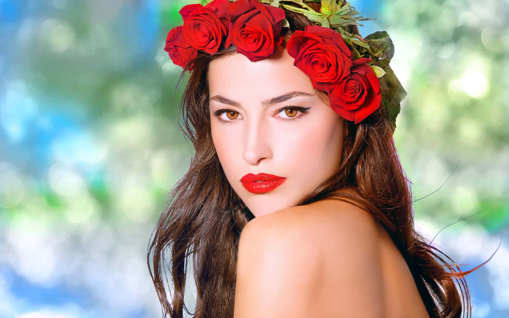 Hd Women Wearing Flower Wreath Wallpaper