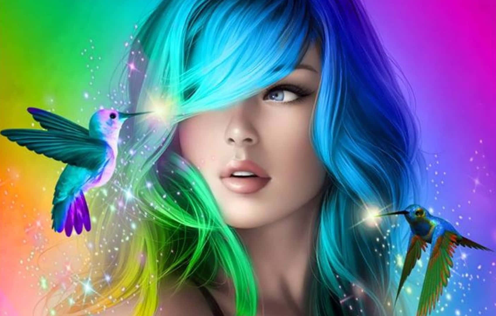 Hd Women With Hummingbird Wallpaper