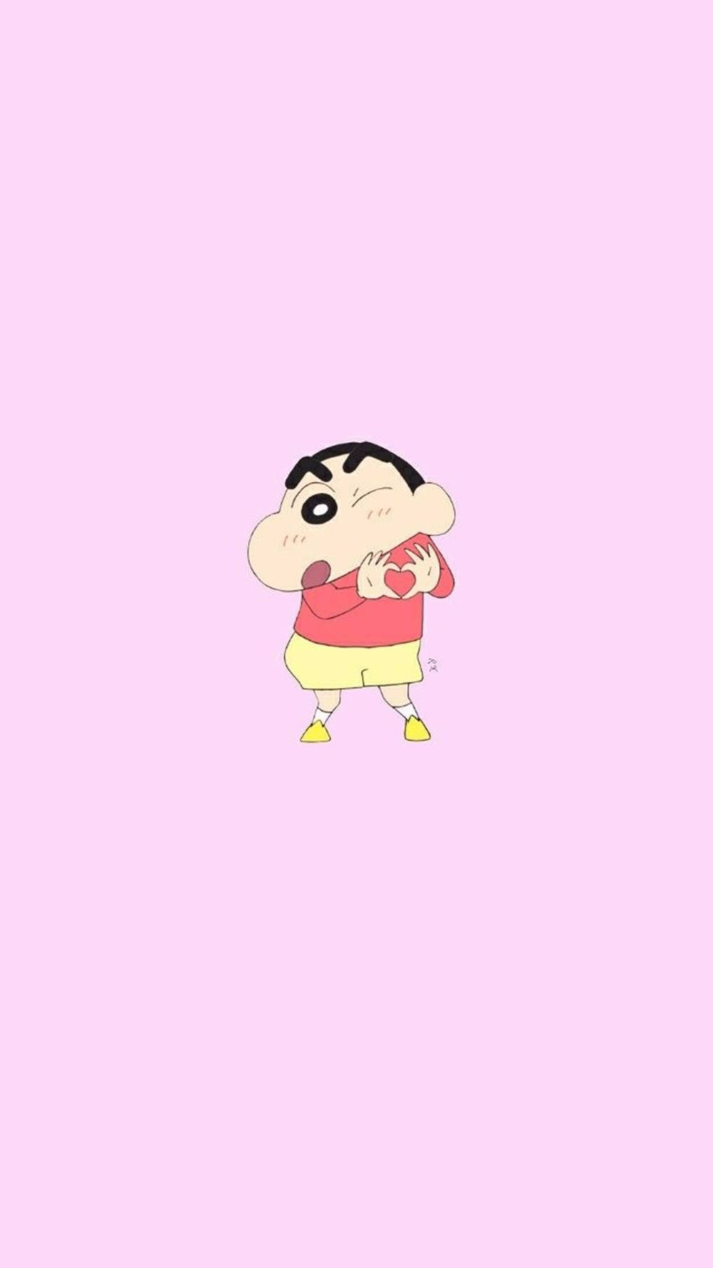 Heart Hand Symbol Shin Chan Iphone Wallpaper