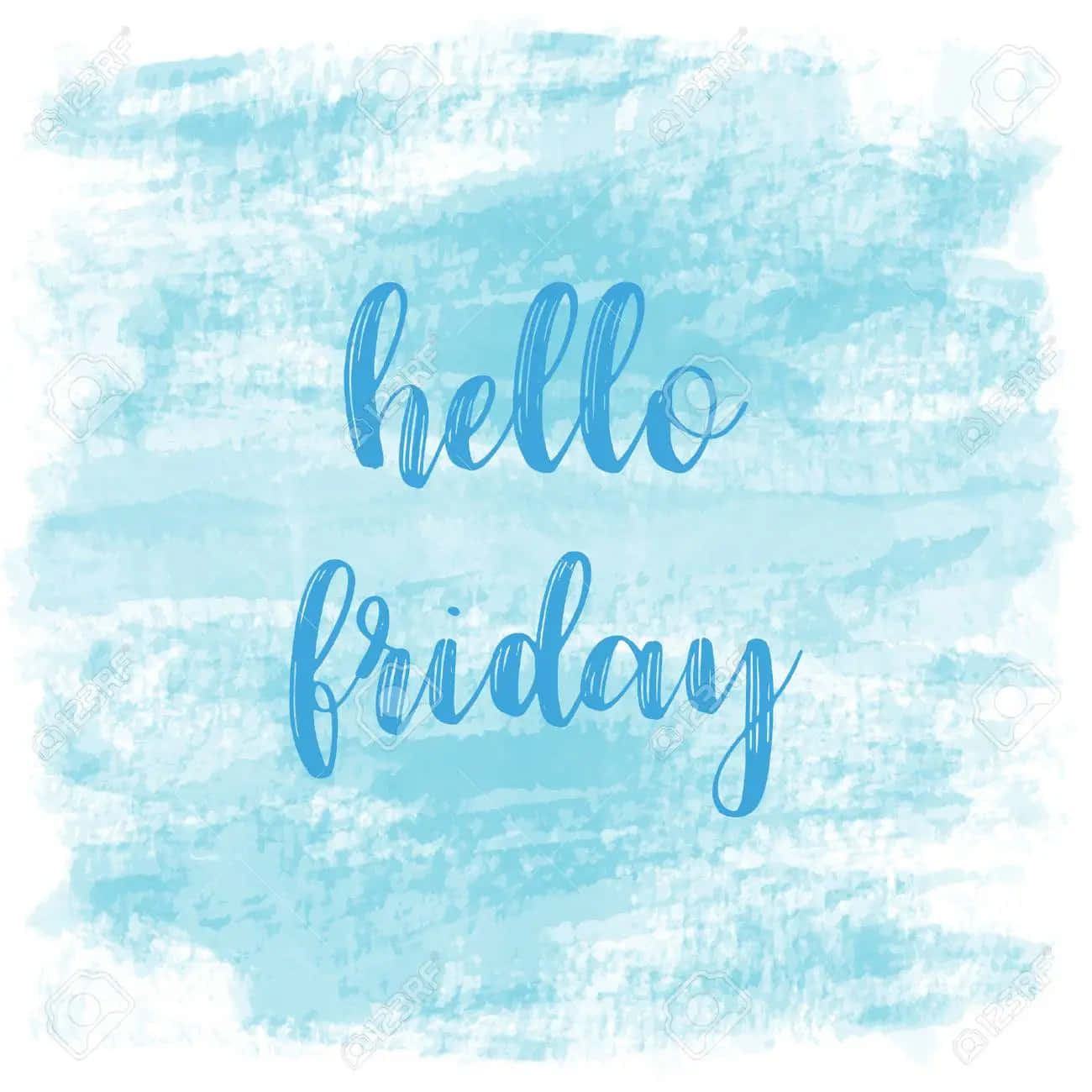 Hello Friday Handwritten Text On A Blue Background Wallpaper