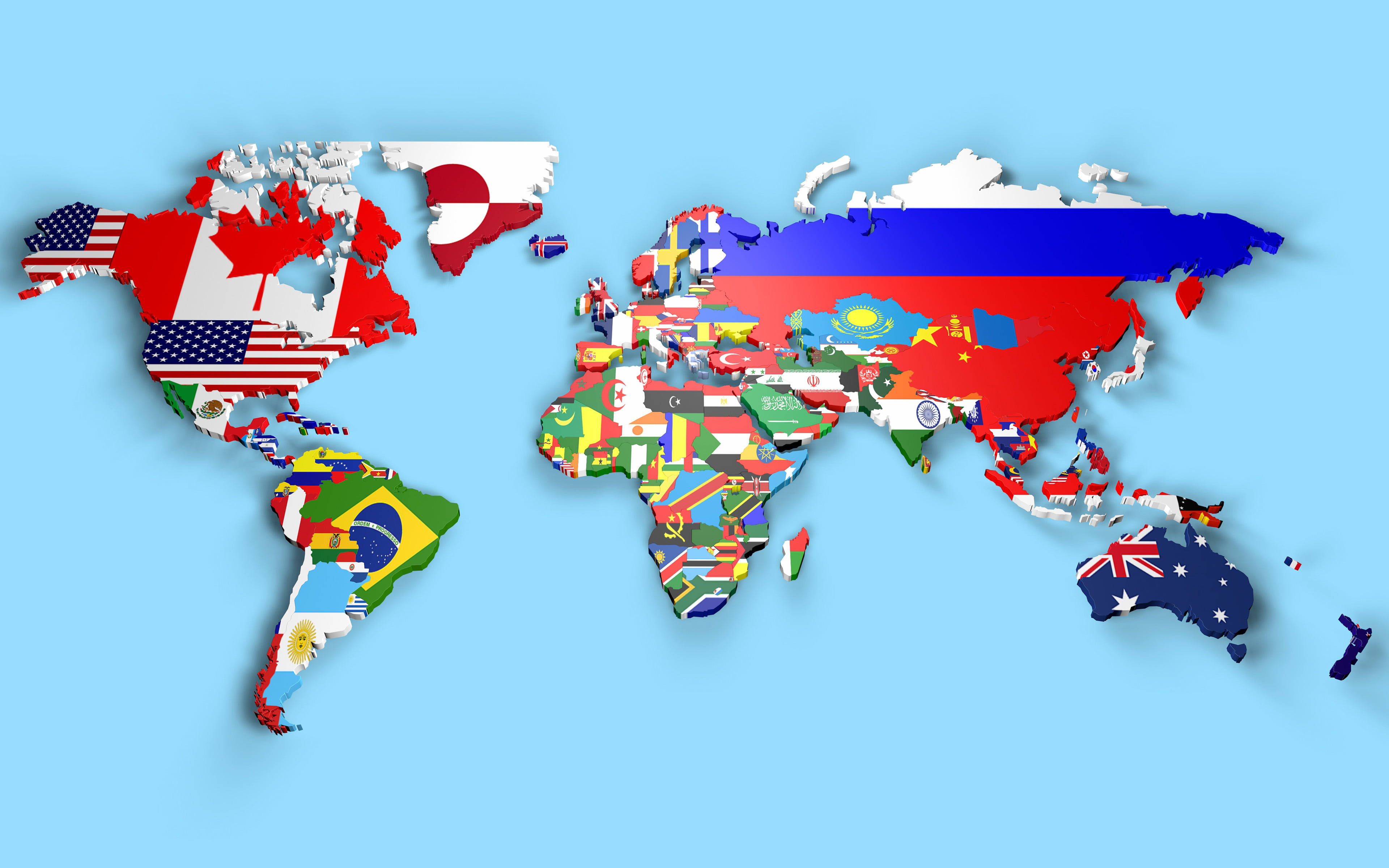 High Resolution World Map Country Flags Wallpaper