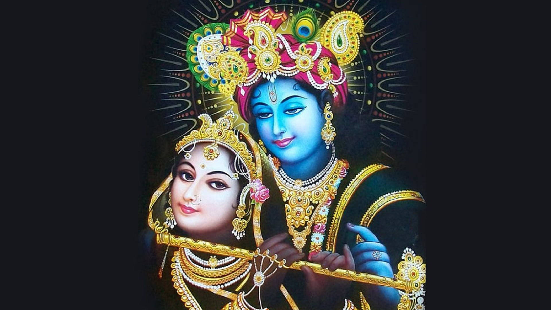 Hindu God Krishna And Goddess Radha Wallpaper