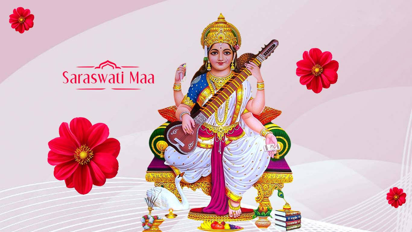 Hindu Goddess Saraswati Mata Poster Wallpaper