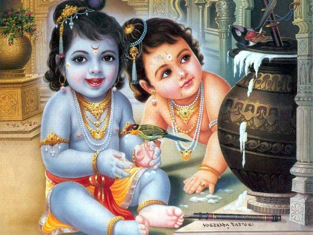 Hindu Gods Krishna And Balram Wallpaper