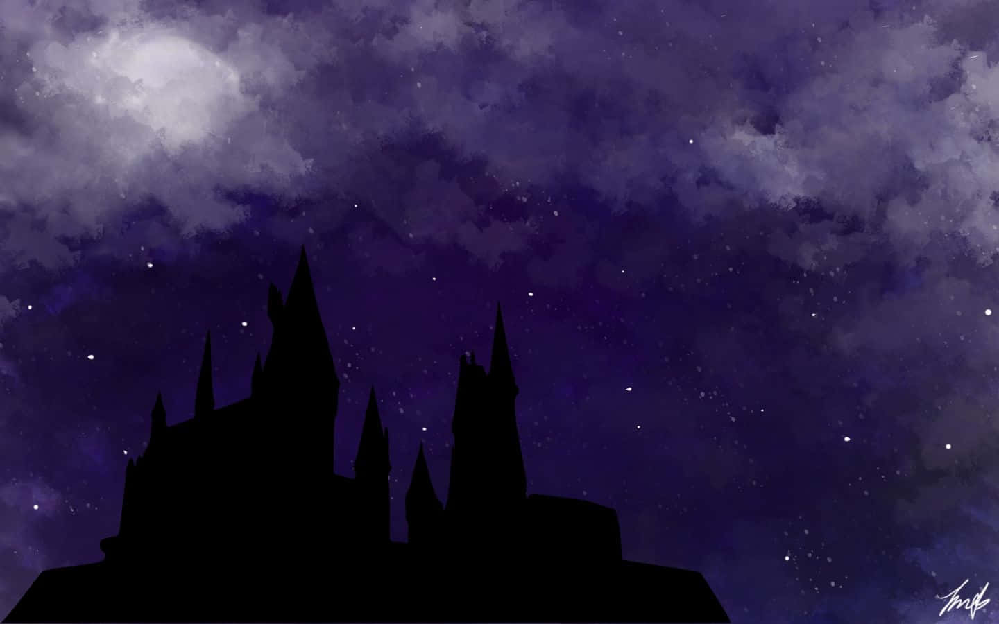 Hogwarts At Night Desktop Wallpaper