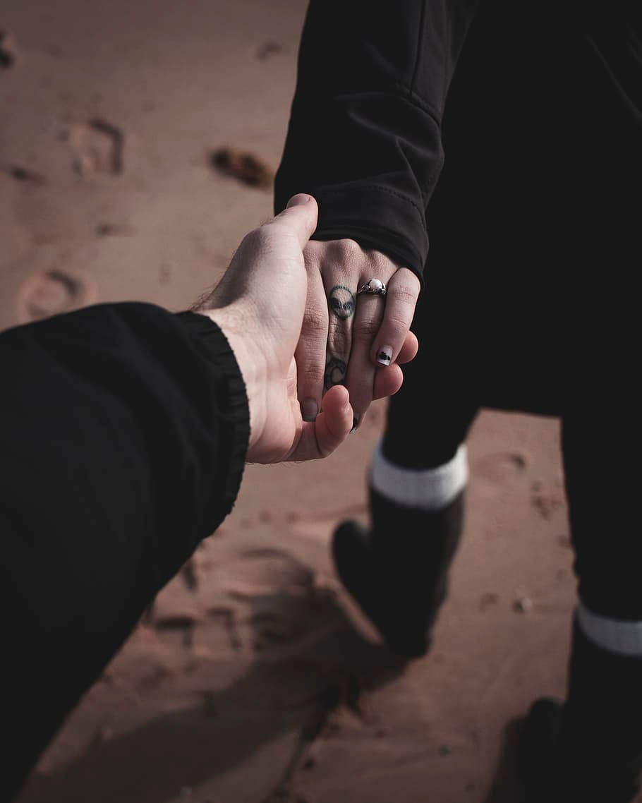 Holding Hands In The Sand Wallpaper