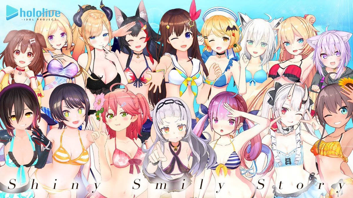 Hololive Girls In Bikini Swimsuits Poster Wallpaper