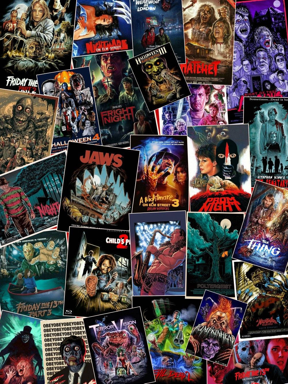 Horror Movie Collage Jaws Wallpaper