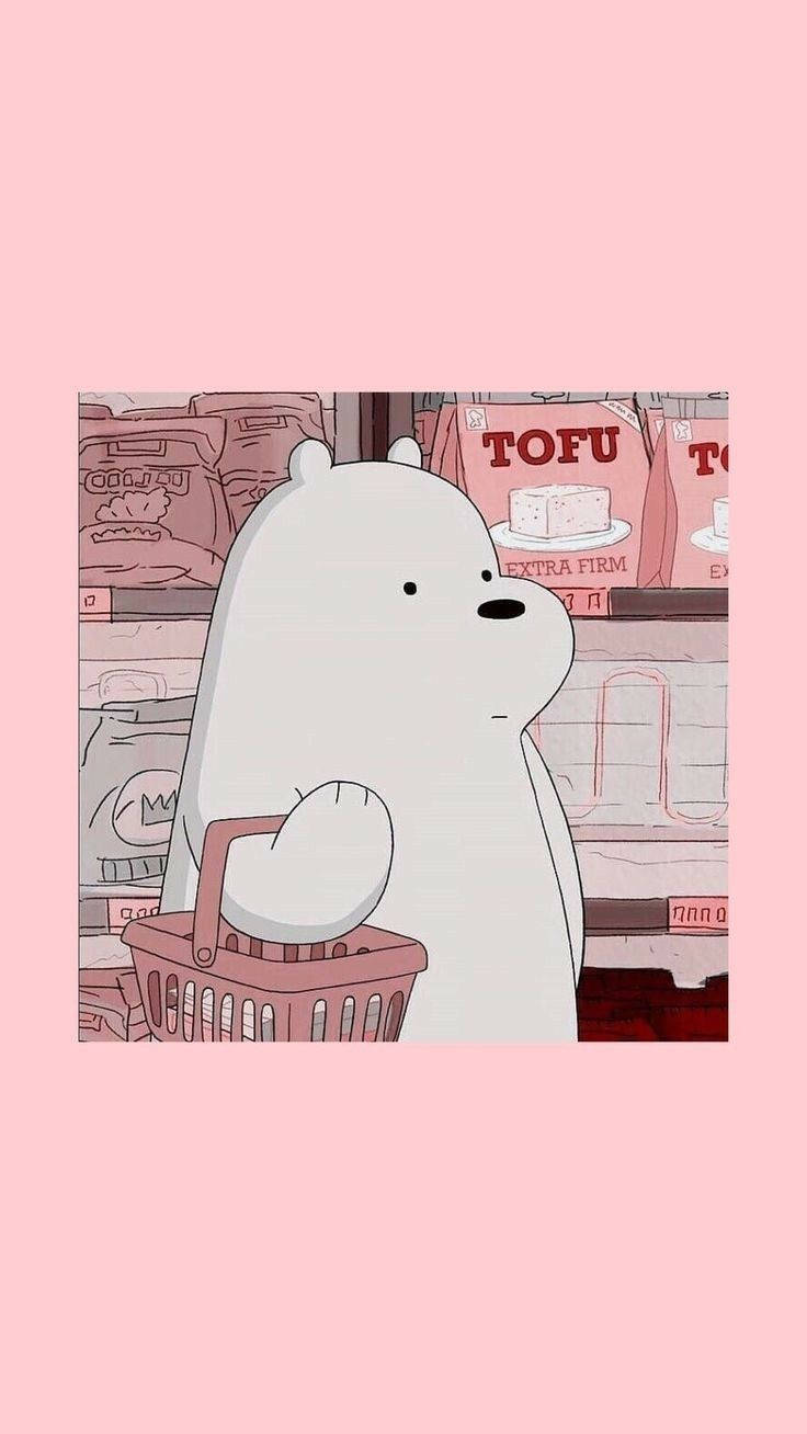 Ice Bear Cartoon Grocery Shopping Wallpaper