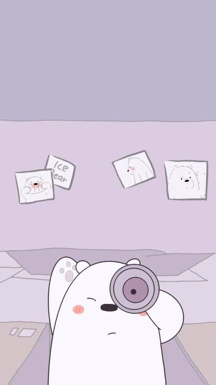 Ice Bear Cartoon Using A Monocular Wallpaper