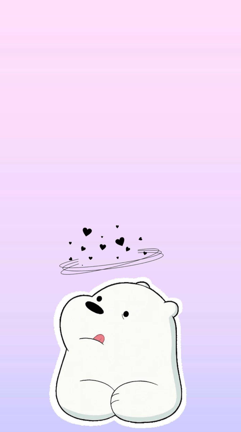 Ice Bear We Bare Bears Black Hearts Purple Aesthetic Wallpaper