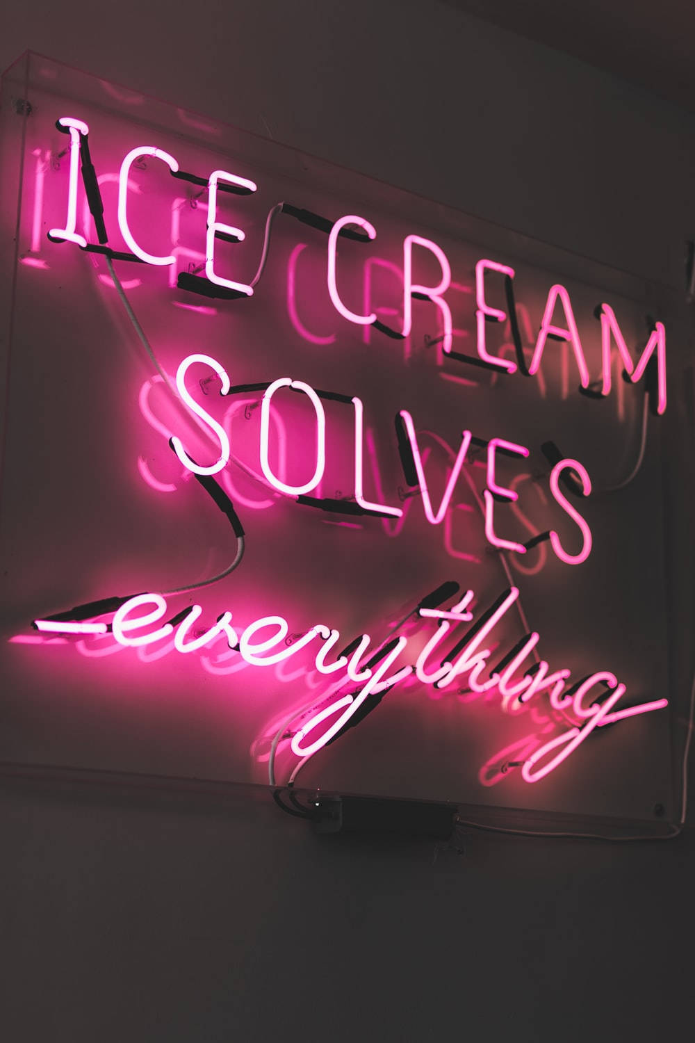 Ice Cream Solves Everything Neon Pink Sign Wallpaper