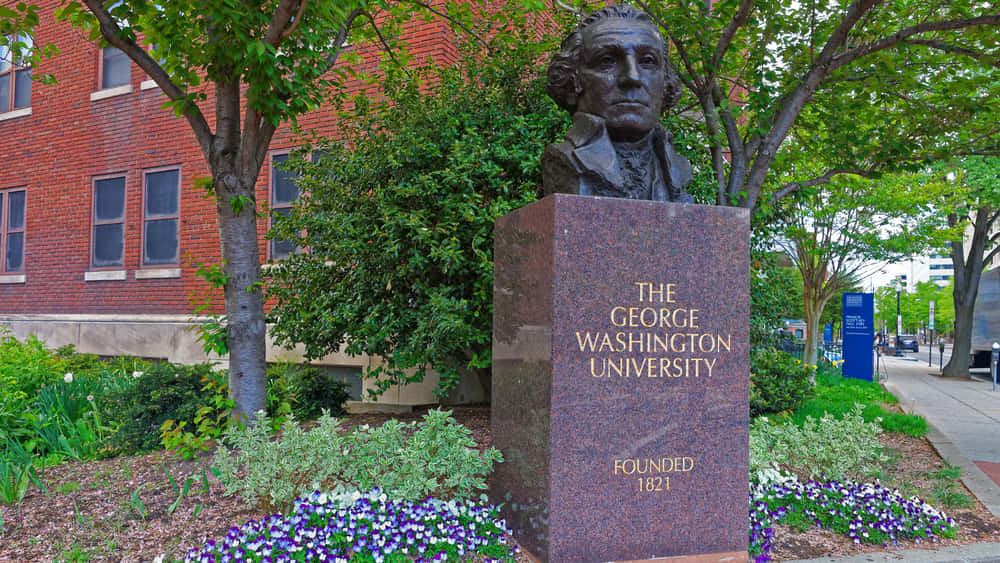 Iconic Bronze Statue Of George Washington At George Washington University. Wallpaper