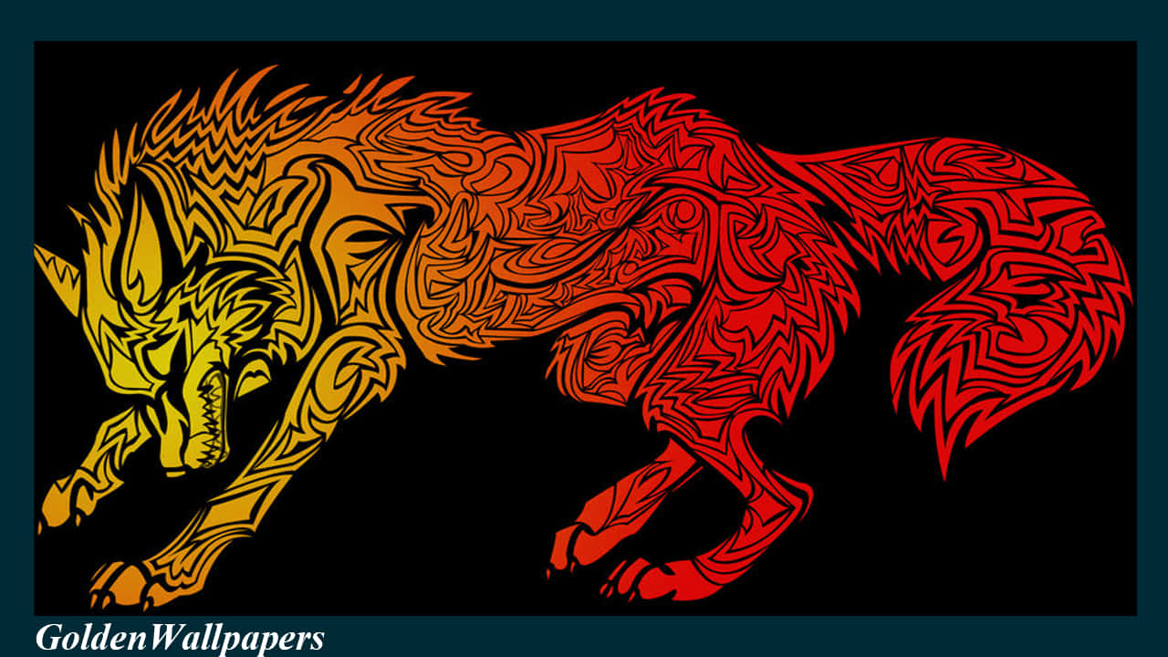 Illuminated By An Enchanting Flame, A Powerful Wolf Stands With Its Back To The Viewer Wallpaper