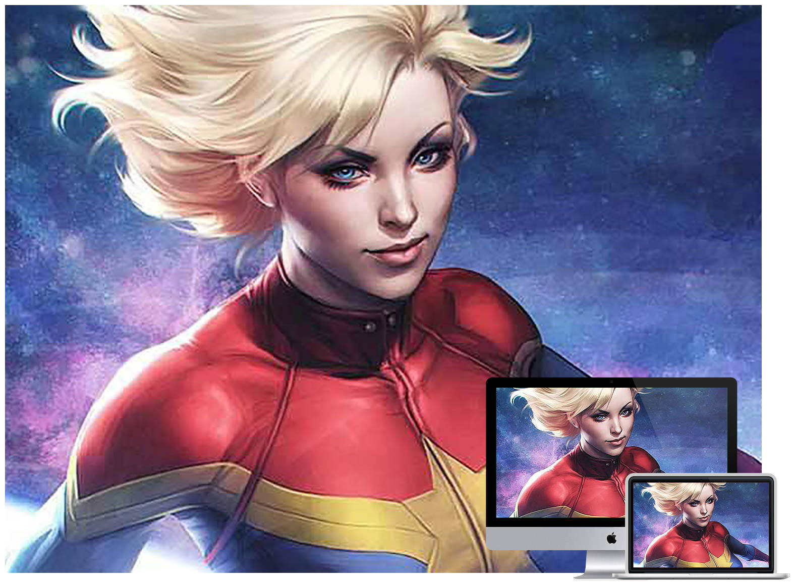 Image Captain Marvel Working On Computer Wallpaper