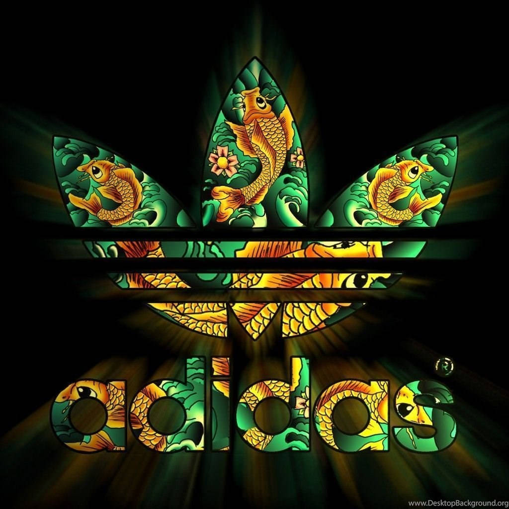 Image Three Stripes Logo On Colorful Fish Scales Wallpaper