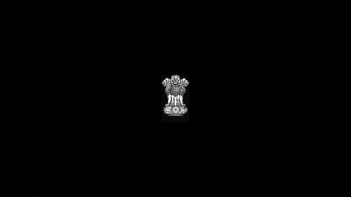 India State Emblem Black Background Wallpaper