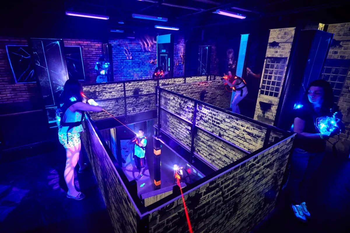 Indoor Laser Tag Arena Action Wallpaper