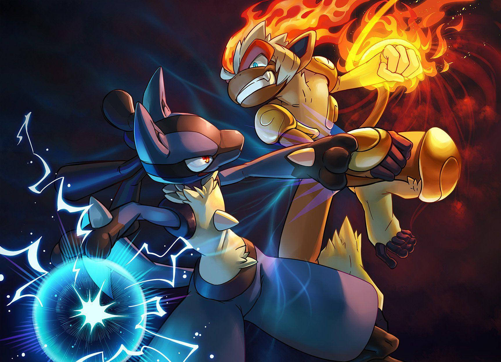 Infernape Versus Lucario Fan Art Wallpaper