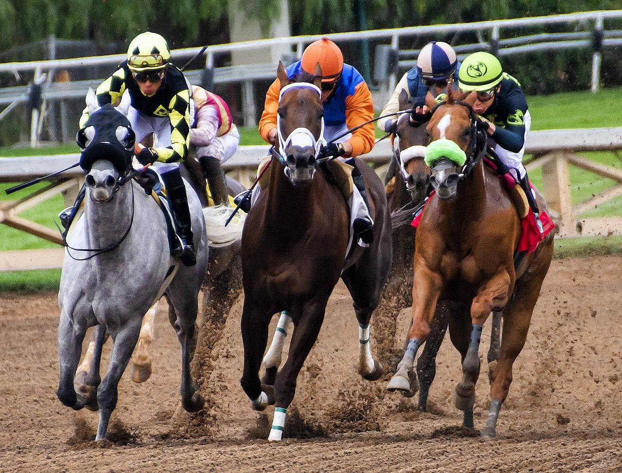 Intense Horse Racing Action At The Kentucky Derby Wallpaper