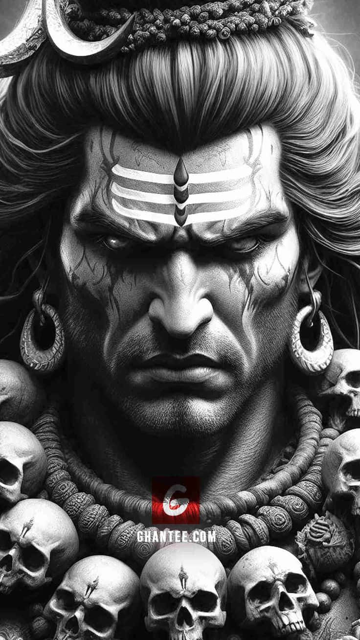 Intense_ Shiva_ Portrait_ Black_and_ White Wallpaper