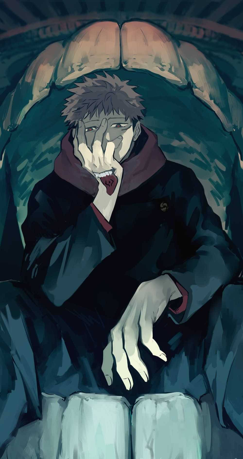 Intimidating Itadori Jujutsu Kaisen Iphone Wallpaper