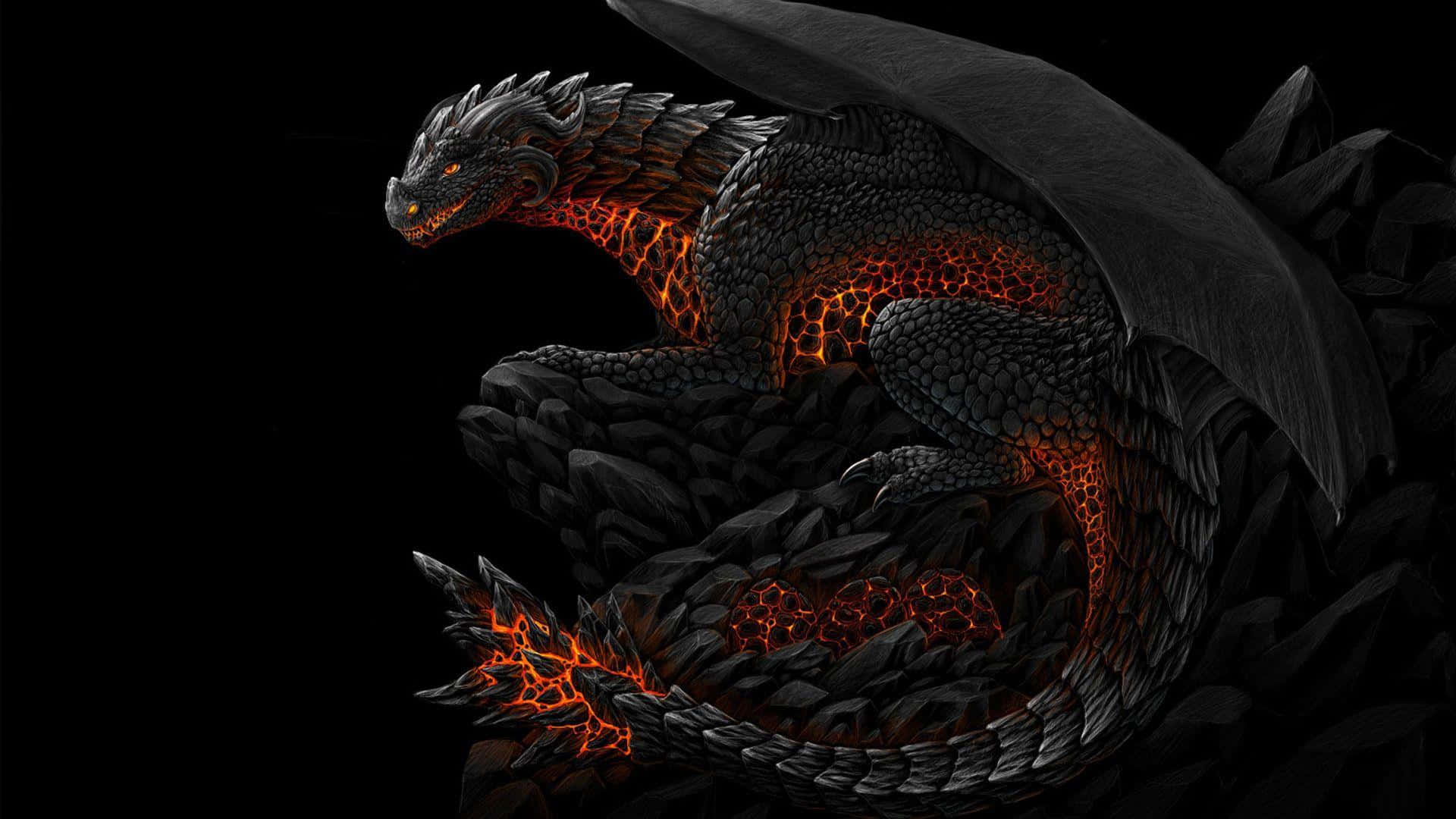 Intimidating, Yet Majestic Black Dragon Protection Wallpaper