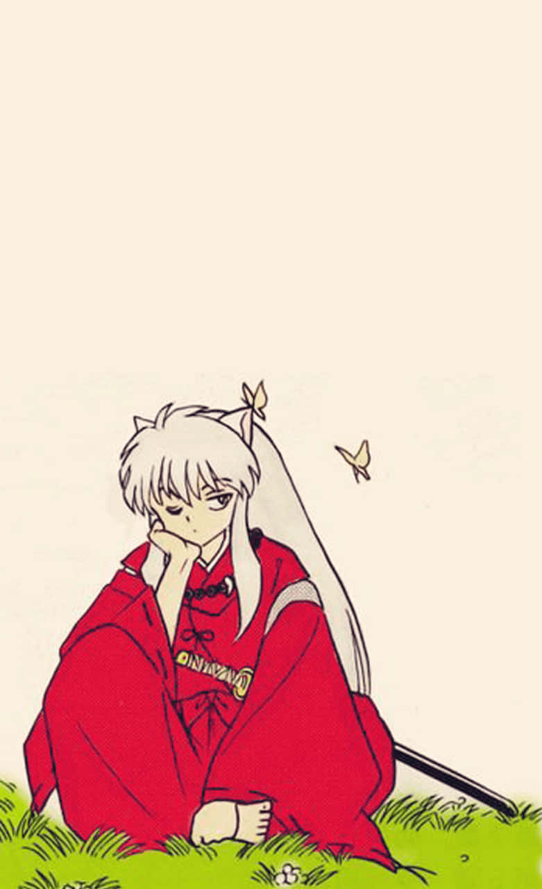 Inuyasha With Butterflies Phone Wallpaper