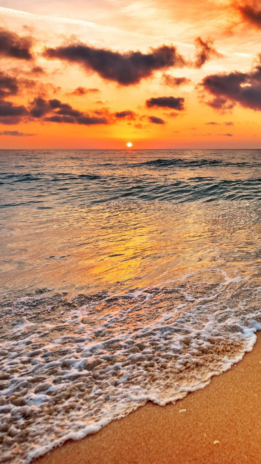 Iphone 7 Beach Orange Sunset Wallpaper