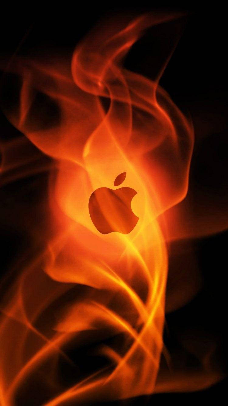 Iphone Fire Apple Logo Wallpaper