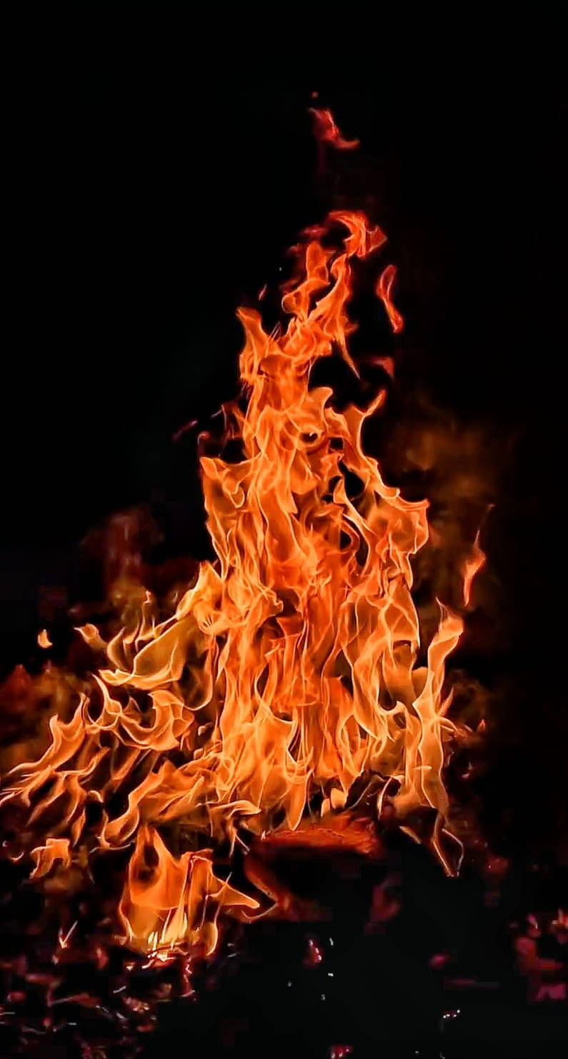 Iphone Fire Burning Night Vibes Wallpaper