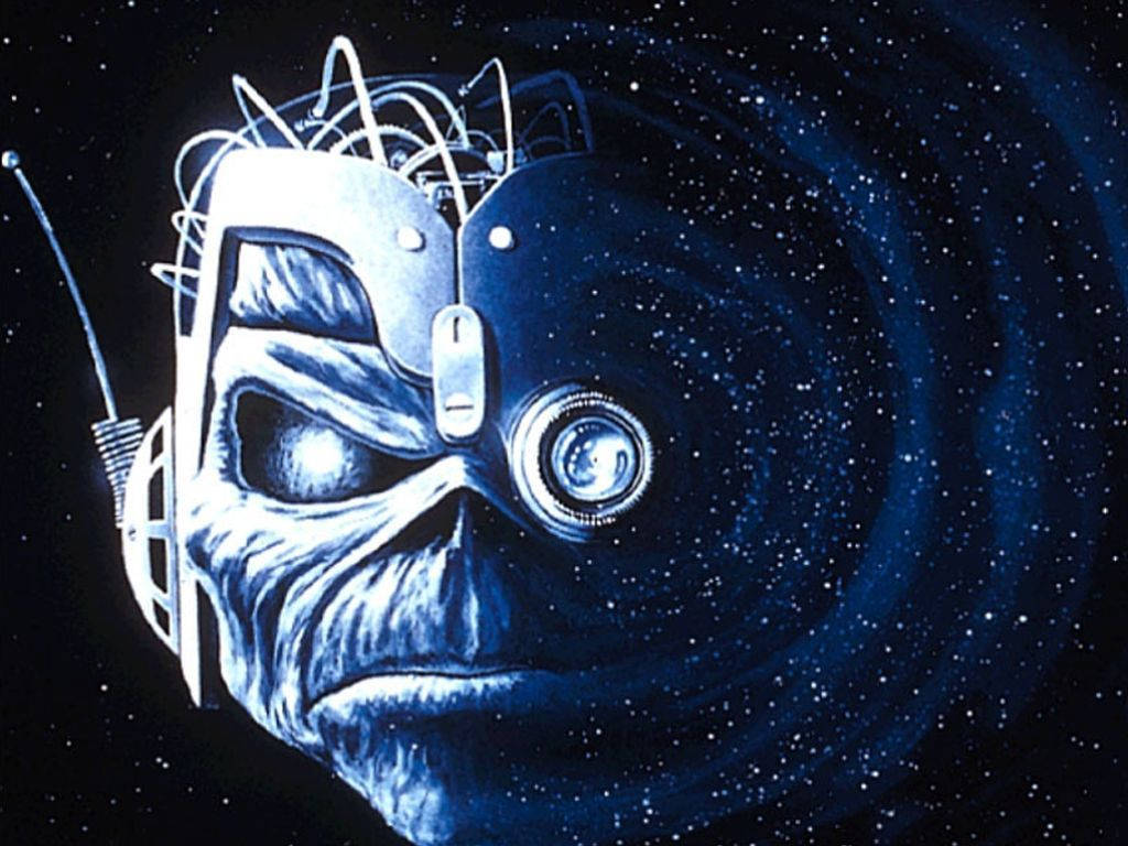 Iron Maiden's Cyborg Eddie Stares Intently Wallpaper