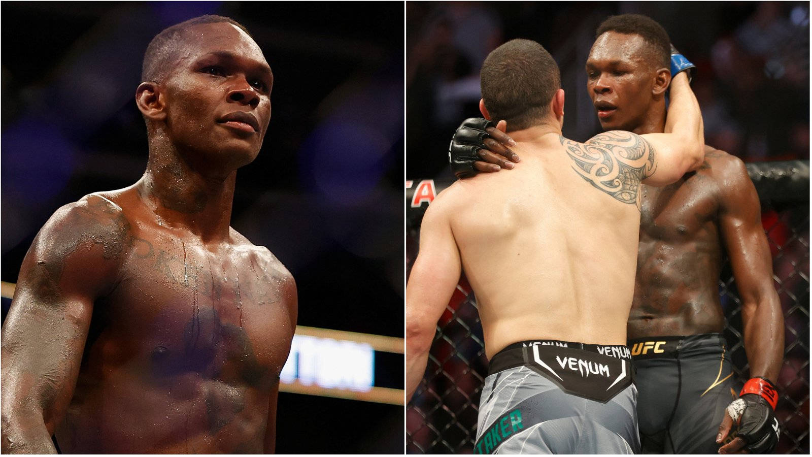 Israel Adesanya Next To Him And Robert Whittaker Wallpaper