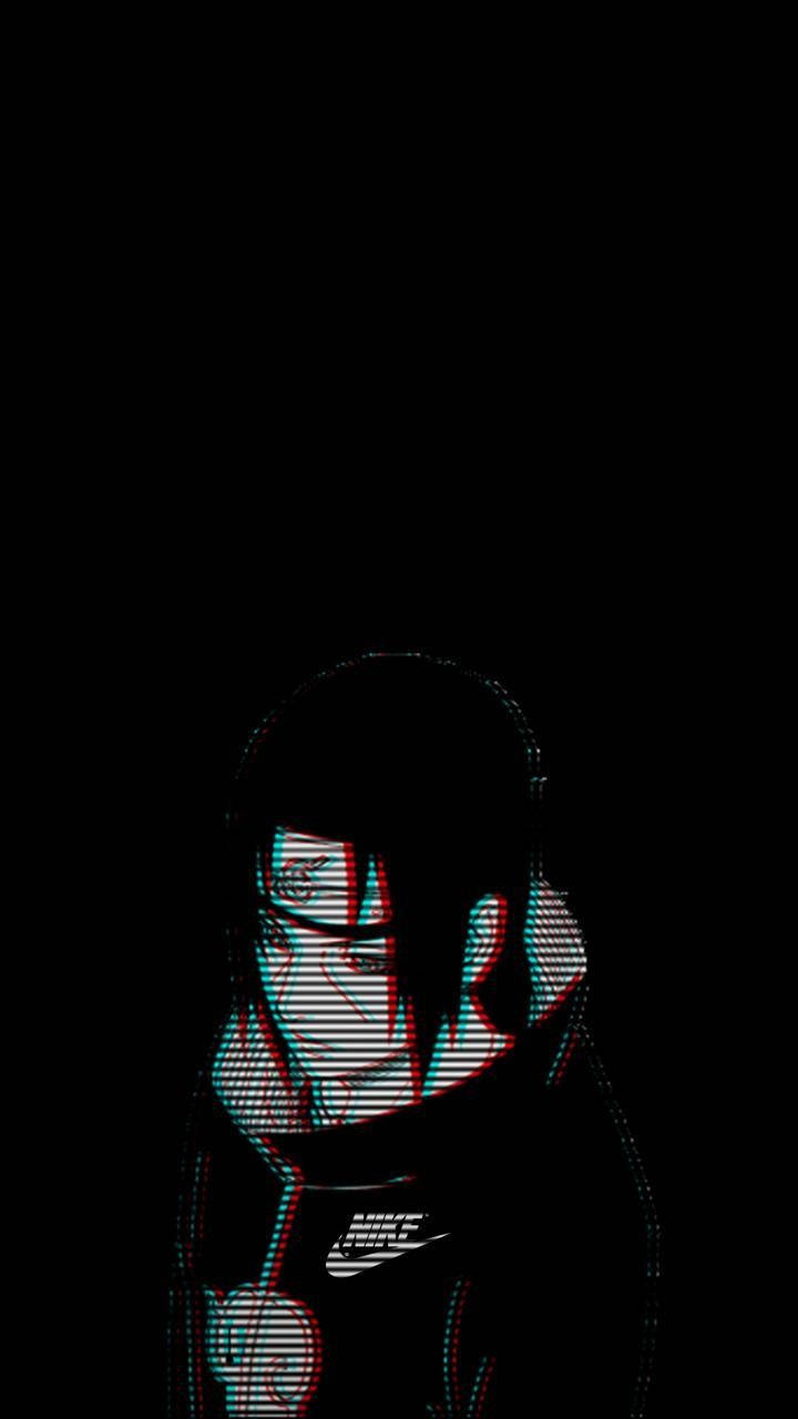 Itachi Phone Black Glitch Wallpaper