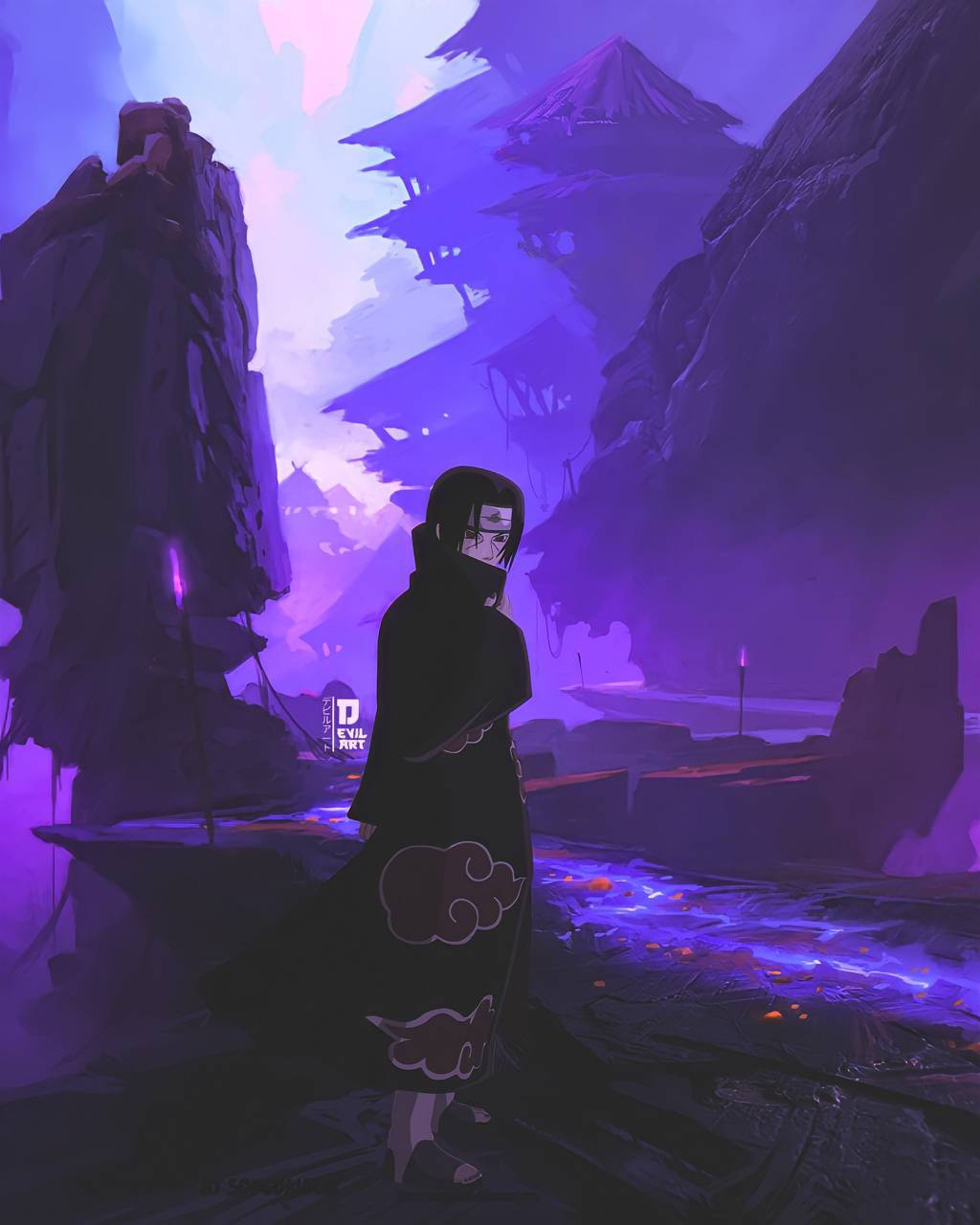 Itachi Phone Purple Forest Wallpaper