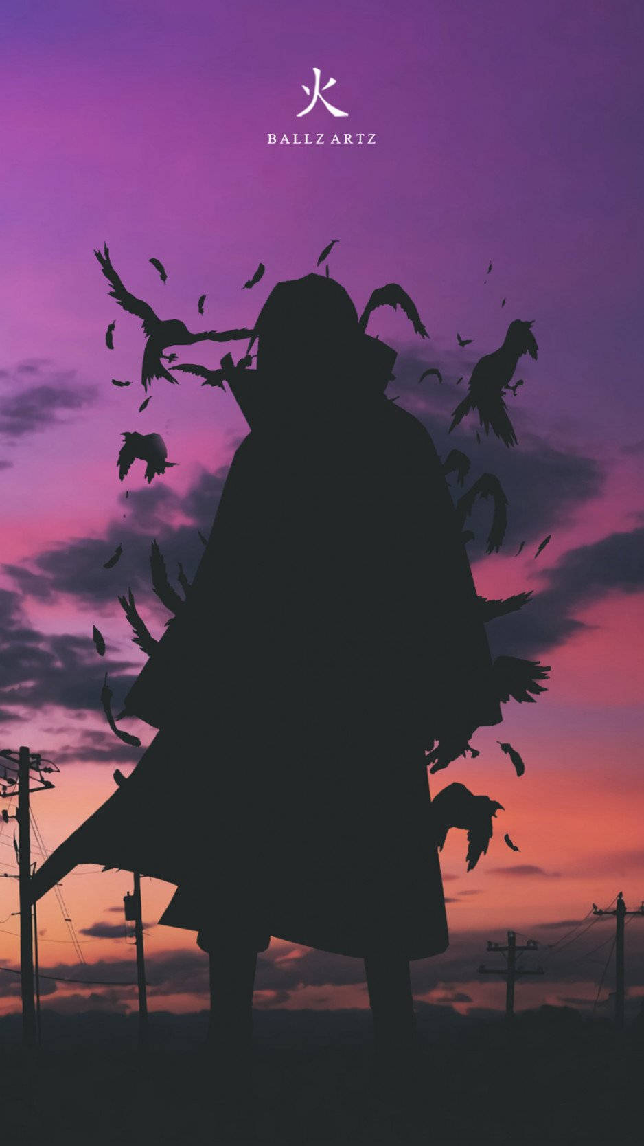 Itachi Phone Purple Silhouette Wallpaper