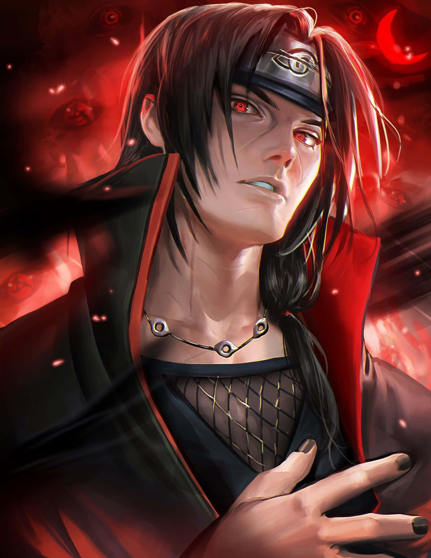 Itachi Uchiha Naruto Neon Red Fanart Wallpaper