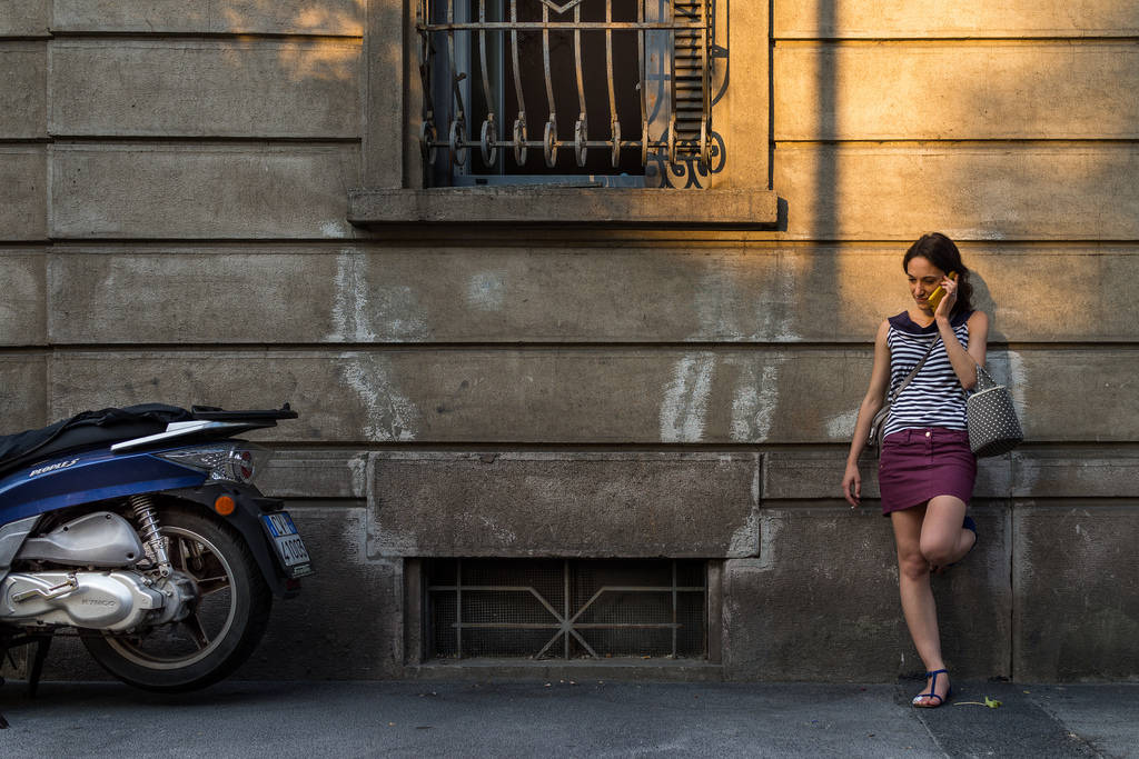 Italian Girl Near Motorcycle Wallpaper