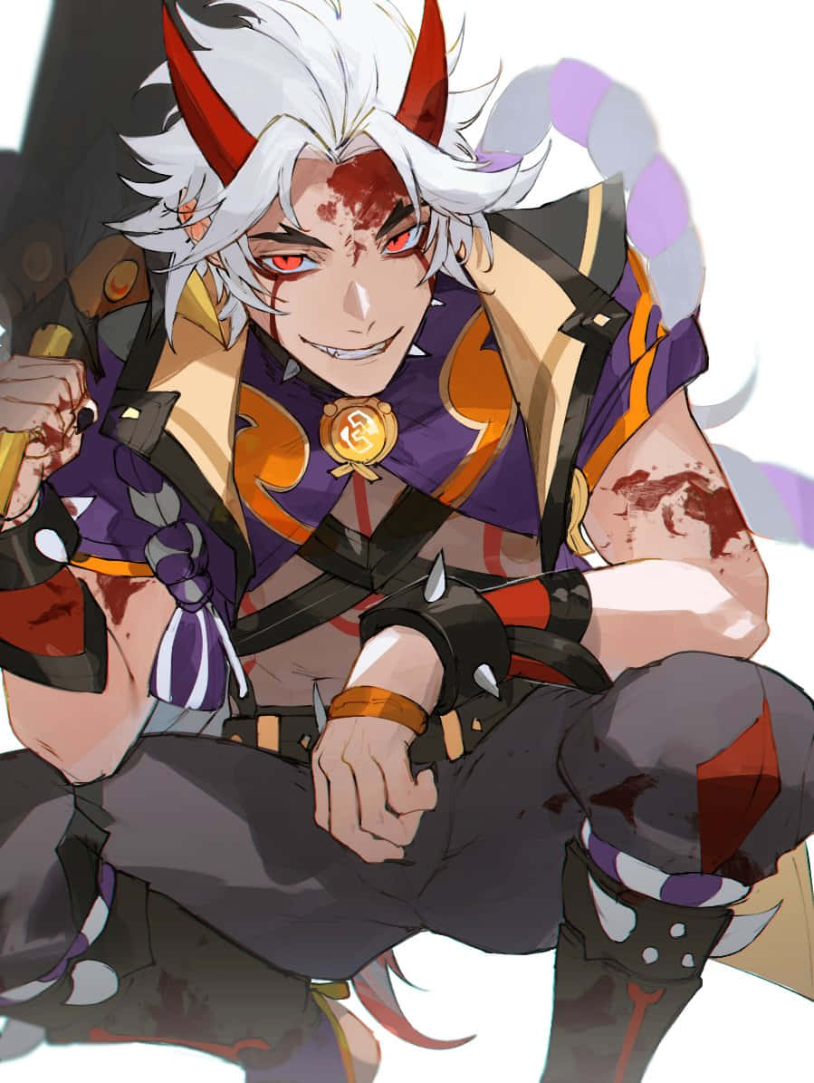 Itto Genshin Impact Bloody Art Wallpaper