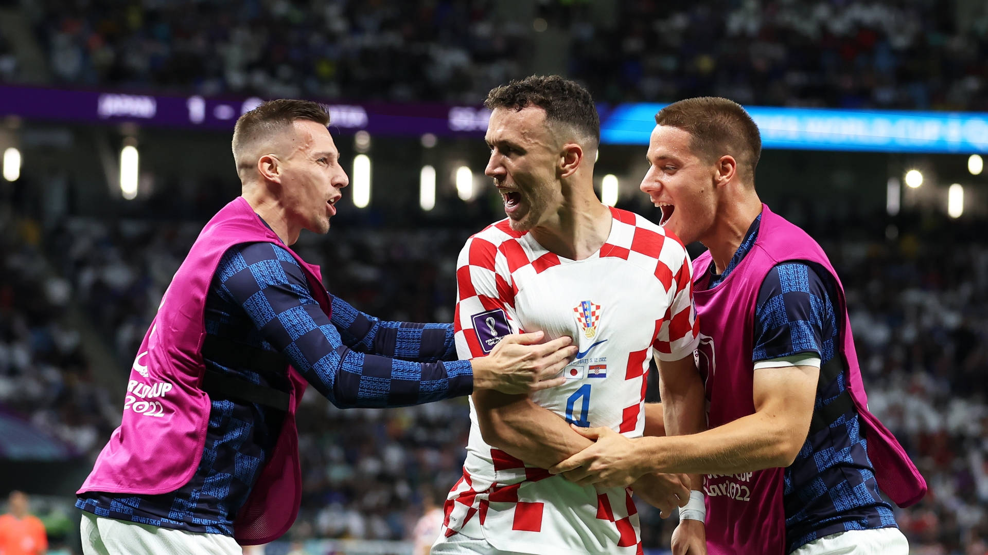 Ivan Perisic Celebrating With Teammates Wallpaper