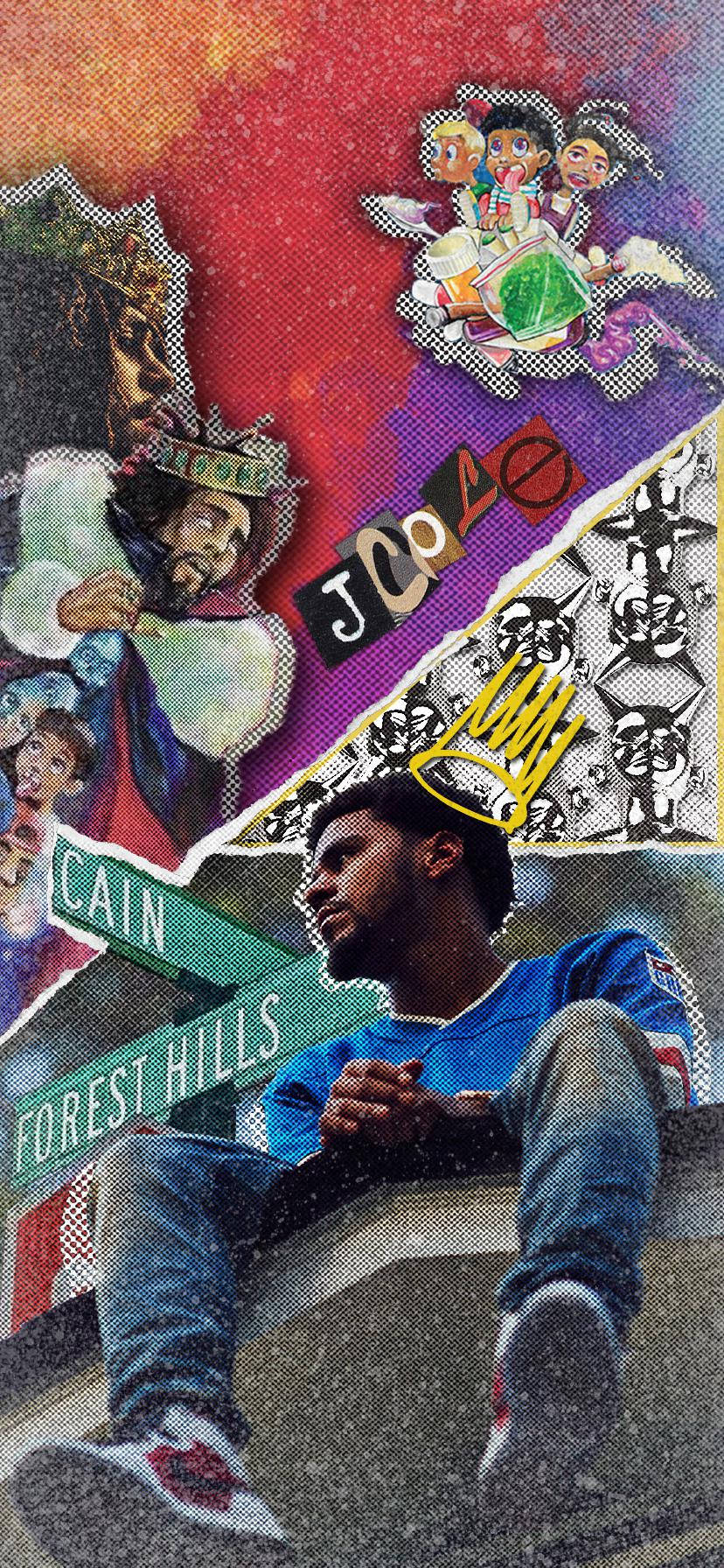 J Cole Artsy Collage Wallpaper