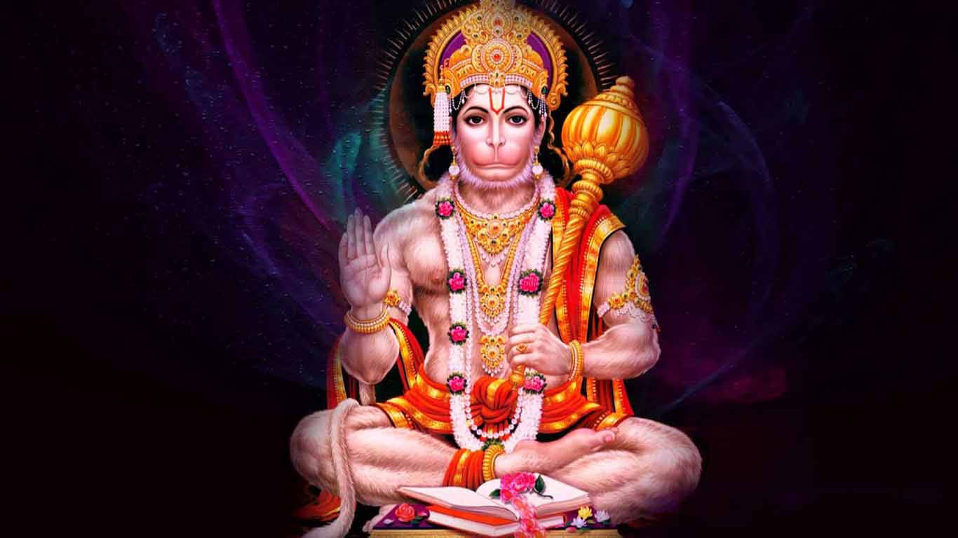 Jai Hanuman Dark Purple Art Wallpaper