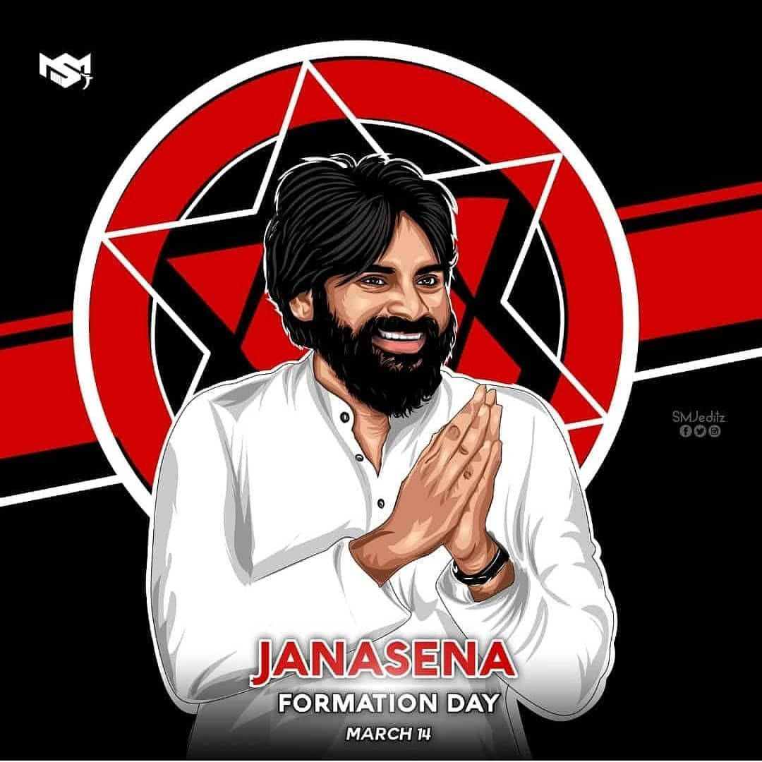 Janasena Party Kalyan Art Black Background Wallpaper