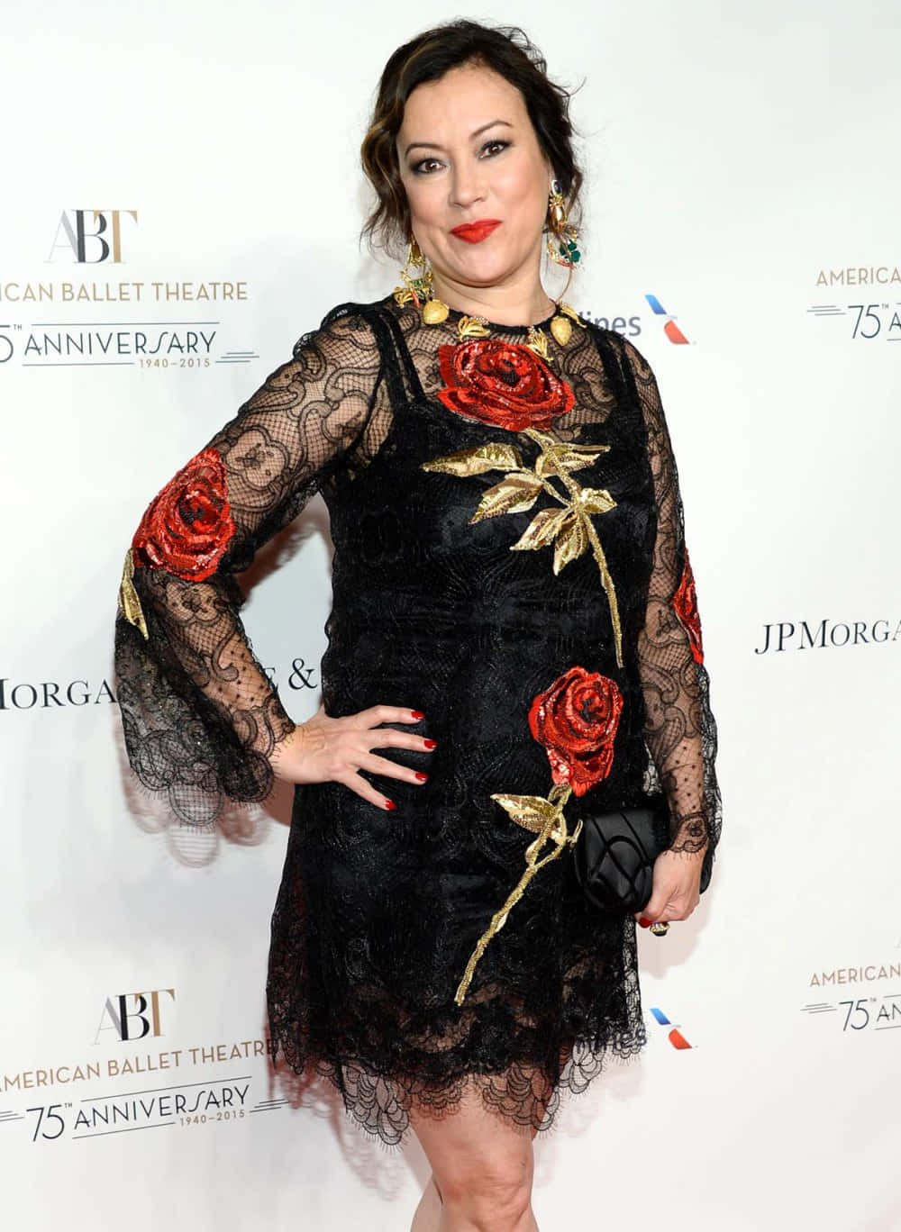 Jennifer Tilly Black Lace Dress Event Wallpaper