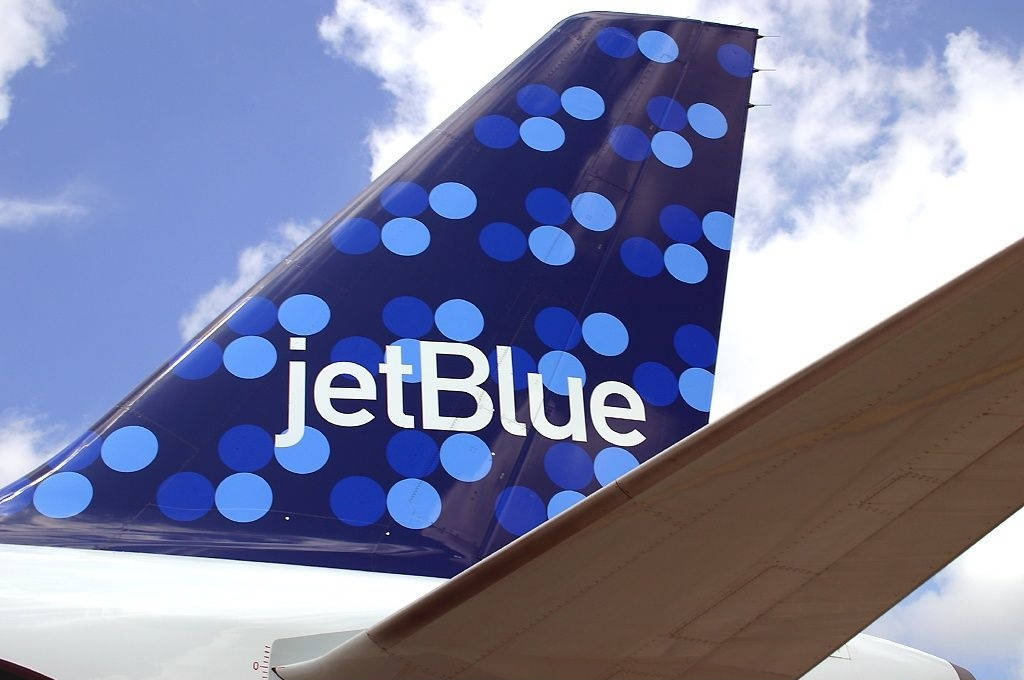 Jetblue Airplane Blue Polka Dots Rudder Wallpaper