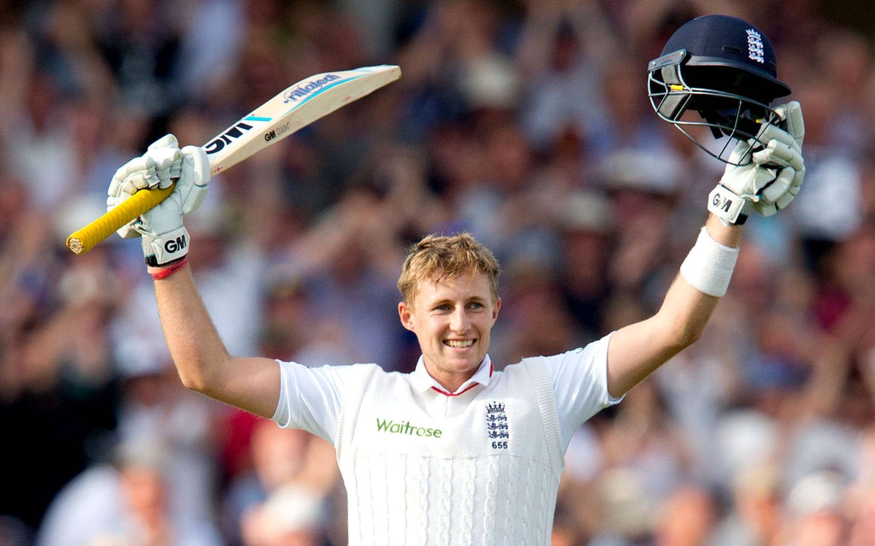 Joe Root Helmet And Bat Wallpaper